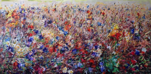Abstract Painting: Wild Fields of Color (46 x 94 inches)
